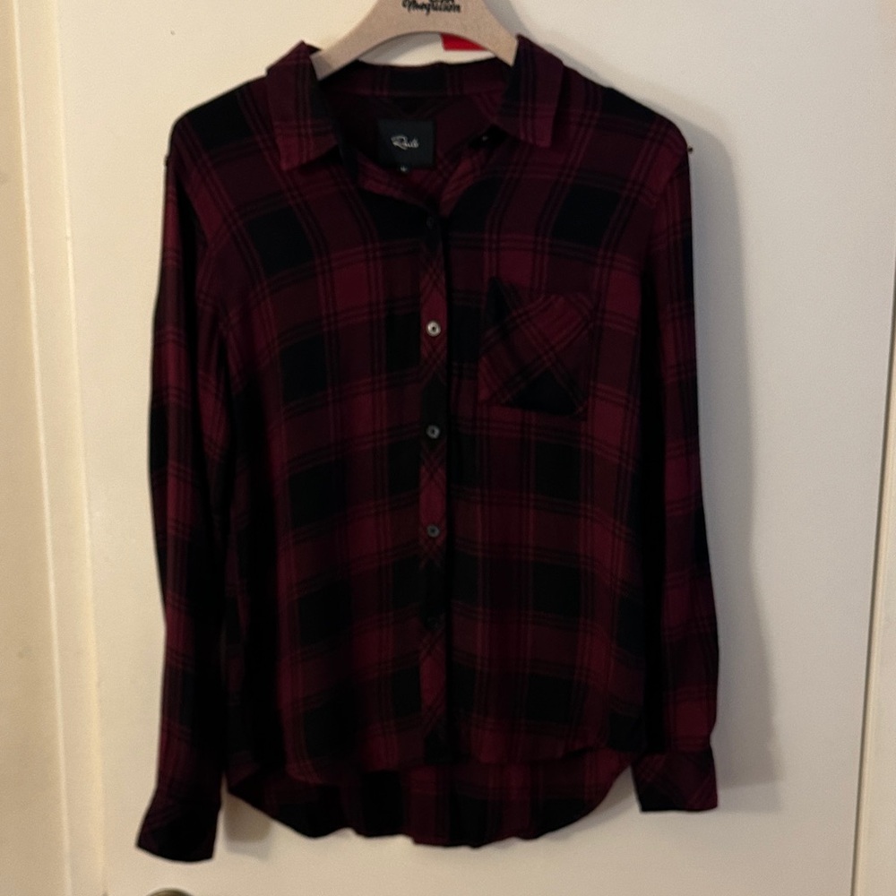 Rails Burgundy and Black Plaid Shirt
